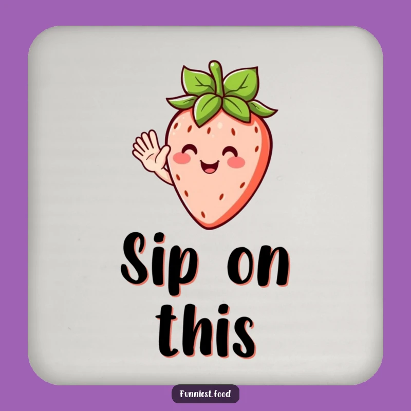 Funny Strawberry Wave Drink Coaster - Protect Surfaces with Fruity Charm