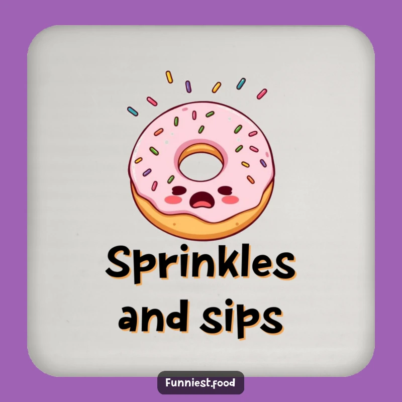 Funny Bewildered Donut Coaster - Hilarious Treat Drink Protector Gift