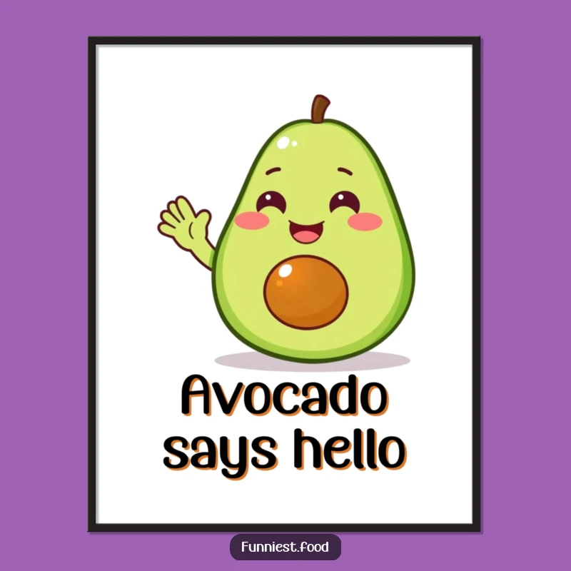 Funny Delighted Avocado Poster, Cheerful Wall Art for Any Room