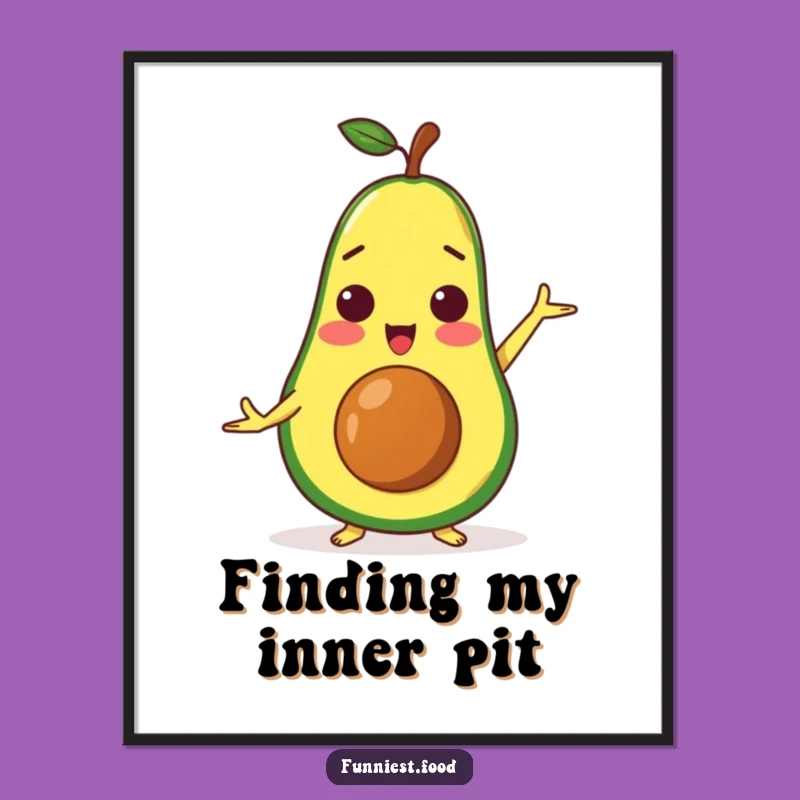 Funny Avocado Yoga Poster - Healthy Art Print for Zen Decor