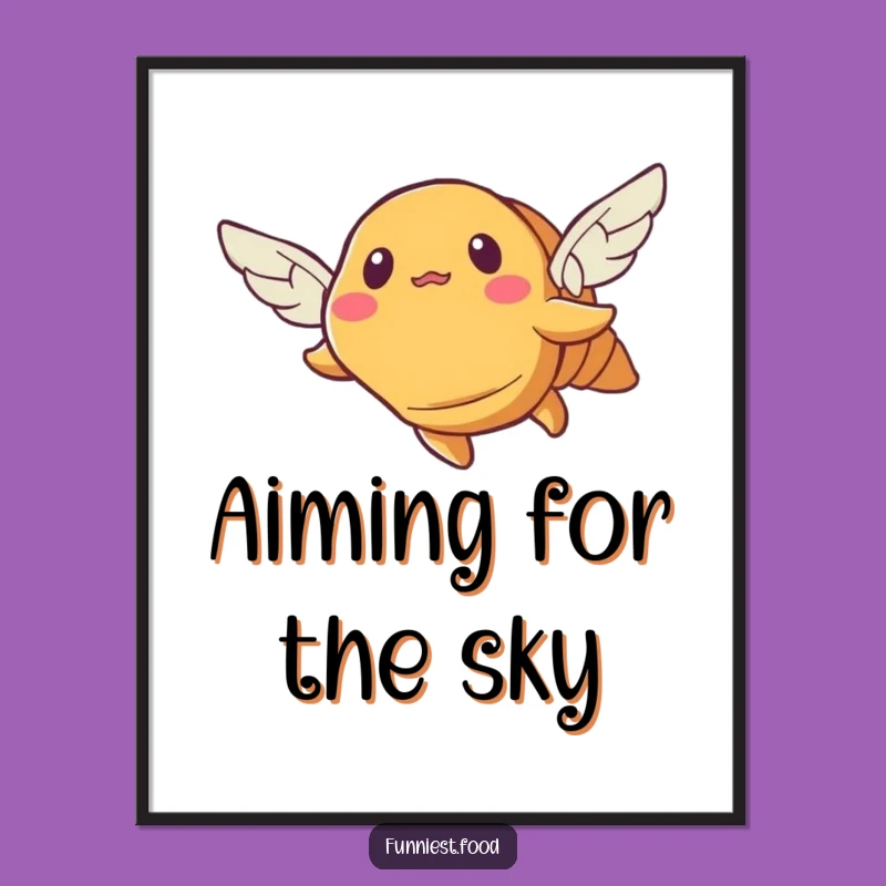 Funny Bewildered Croissant Poster: Hilarious Flying Pastry Art for Your Walls