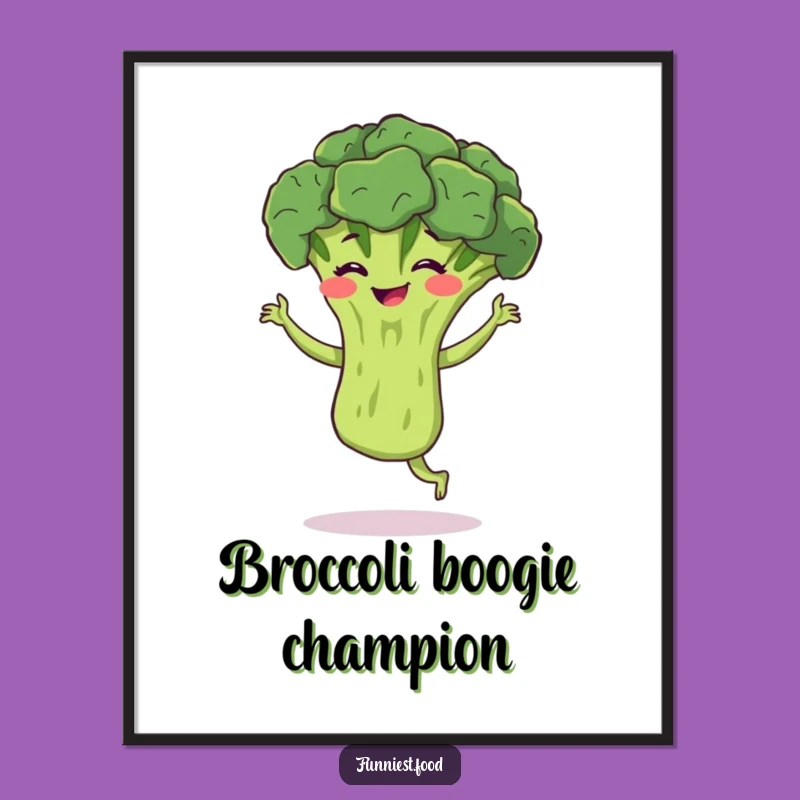 Funny Broccoli Jig Poster: Vibrant & Hilarious Bouncing Broccoli Art, Cool Veggie Gift!