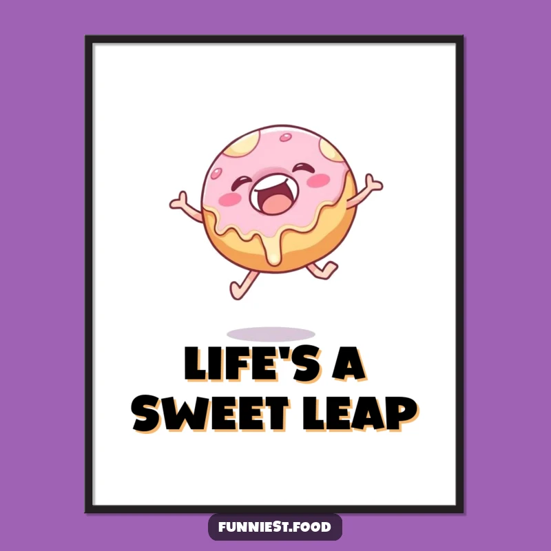 Funny Donut Leap Poster: Delightful Pastry Art to Brighten Your Wall