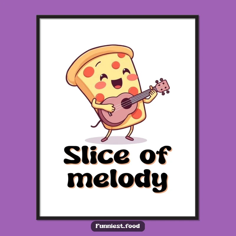 Funny Pizza Ukulele Poster: Vibrant Musical Slice Art, Perfect Funny Gift