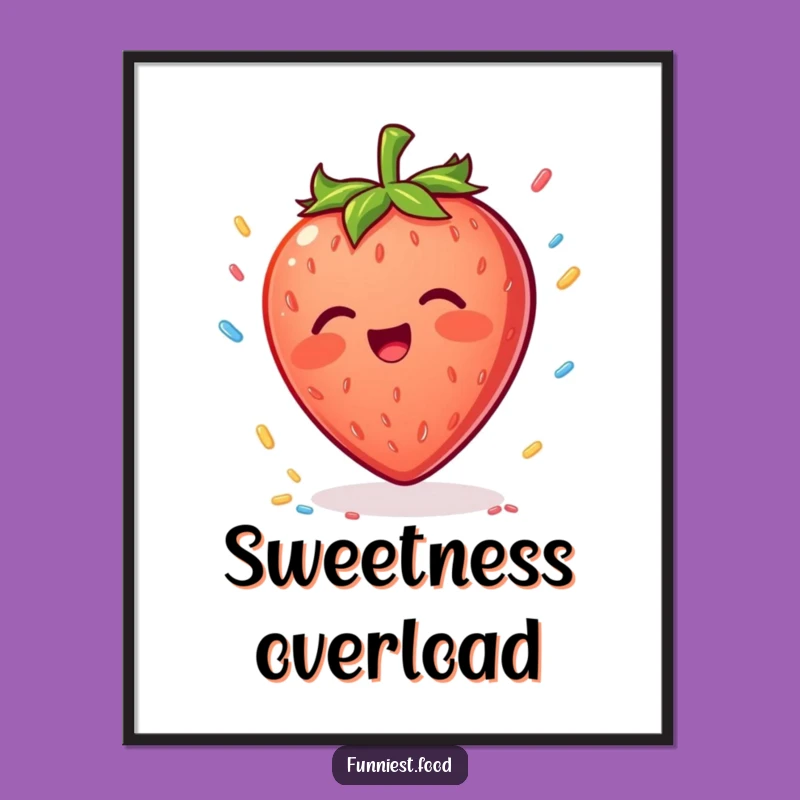 Funny Strawberry Sprinkle Poster: Sweet Wall Art, Joyful Decor for Kitchens & Kids Rooms, Perfect Gift