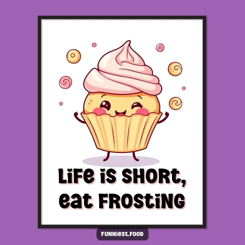 Funny Cupcake Juggling Poster - Brighten Your Walls with Sweet Humor