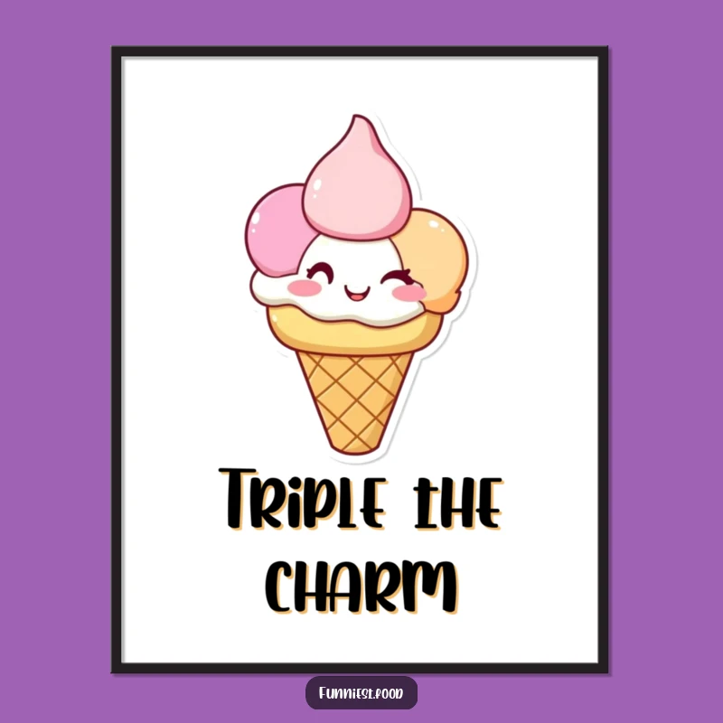 Funny Ice Cream Poster: Happy Winking Cones Art, Perfect Funny Gift