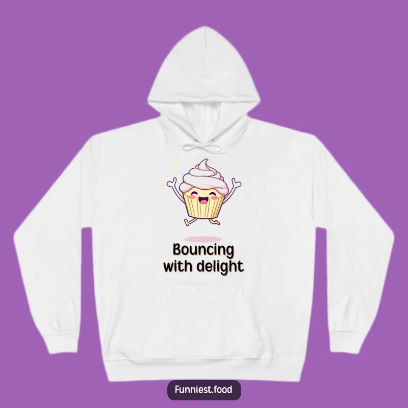 Funny Joyful Cupcake Hoodie Cozy Comfort and Celebratory Spirit
