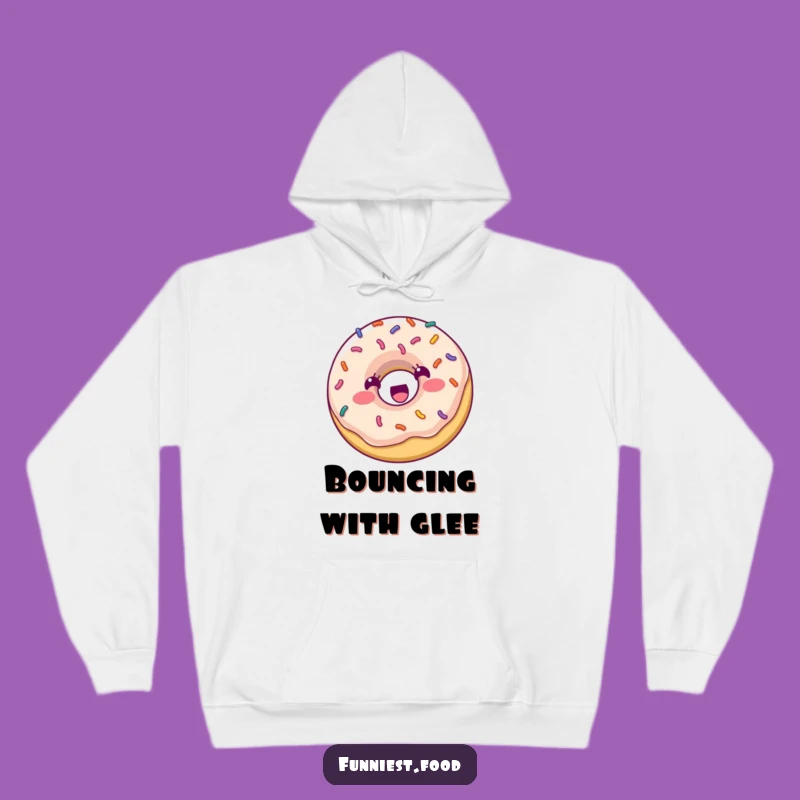 Funny Donut Bouncing Hoodie: Cozy Sprinkle Character, Warm Humorous Apparel