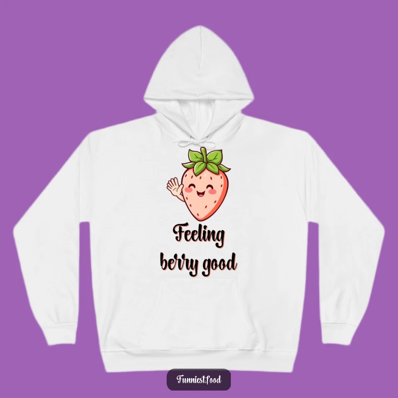 Cozy Funny Strawberry Wave Hoodie - Sweet Fruit Character for Everyday Comfort