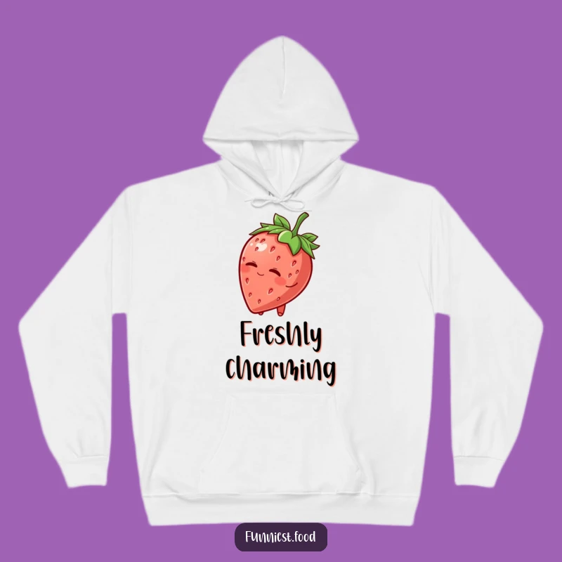 Funny Strawberry Hat Wink Hoodie: Cozy Fruit Character, Warm Humorous Apparel