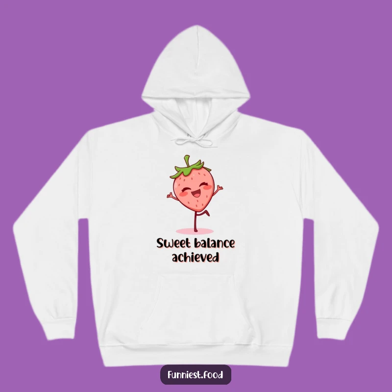 Funny Strawberry Wink Hoodie - Cozy Grinning Berry Balancing, Ideal Funny Gift