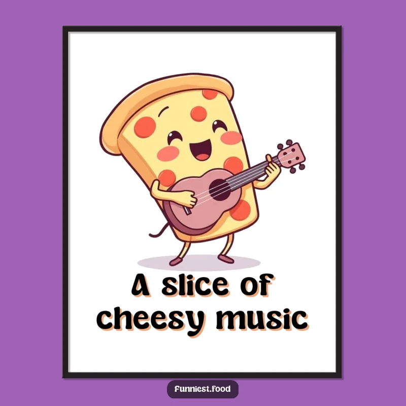 Free Printable Wall Art: Humorous Pizza Ukulele Player for Quirky, Fun Home Decor