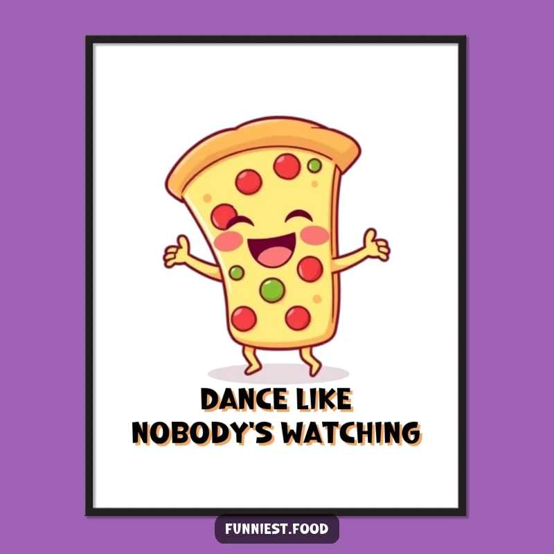 Funny Free Printable Wall Art: Laughing Pizza Dance, Quirky Downloadable Decor