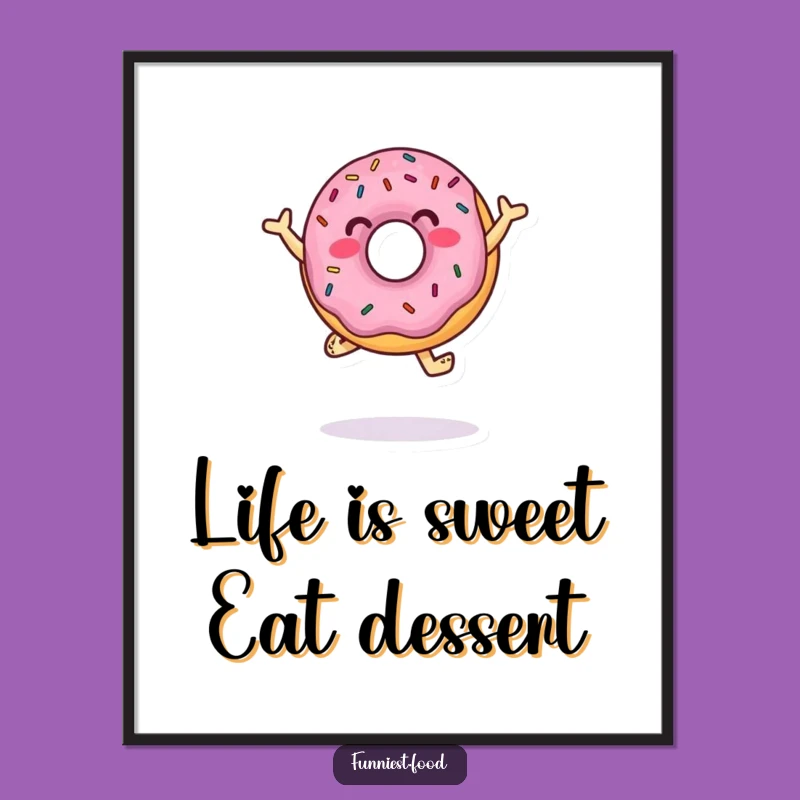 Free Printable Wall Art: Dancing Donut Character, Sprinkle Design, Funny Downloadable Art