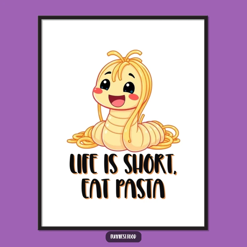 Free Printable Wall Art: Smiling Spaghetti Worm Decor for a Quirky Funny Home Downloadable