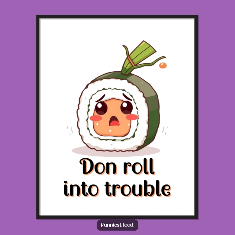 Free Printable Wall Art: Startled Sushi Roll - Funny Downloadable Decor!