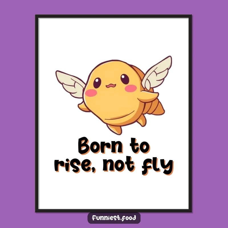 Funny Free Printable Wall Art: Bewildered Croissant Flying Artwork Downloadable Art for Kitchen