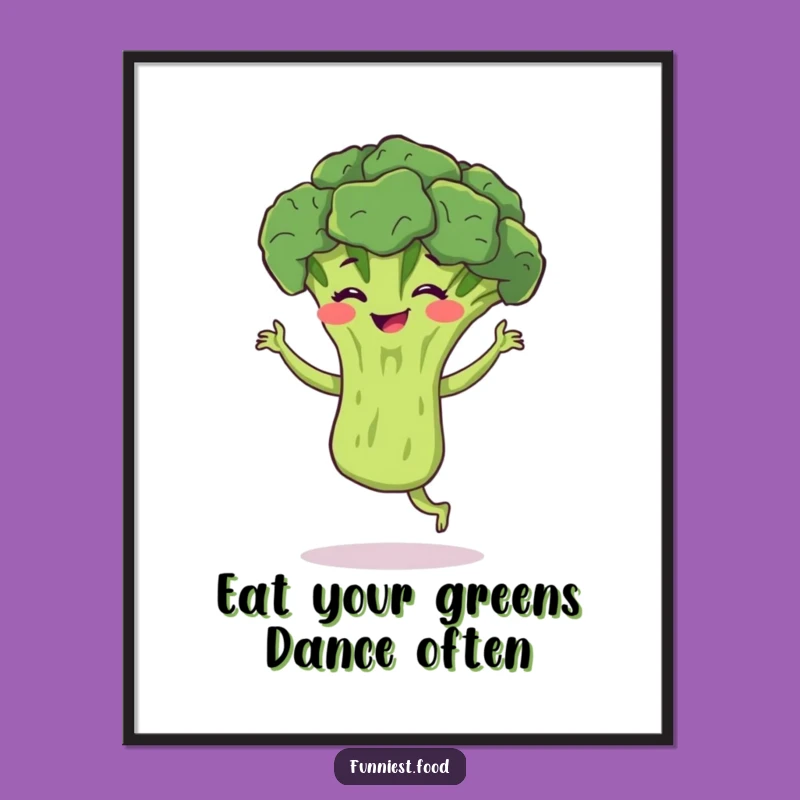 Funny Free Printable Wall Art: Broccoli Dance Party! Whimsical Downloadable Art for Kitchen Fun.