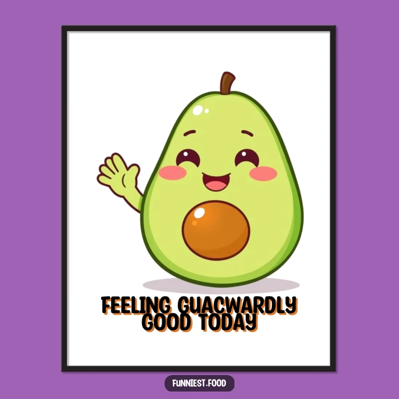 Funny Free Printable Wall Art: Delighted Avocado Waving Hello, Downloadable Art