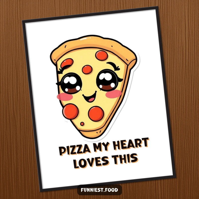 Funny Free Printable Wall Art: A slice of pizza with pepperoni eyes, caught mid-giggle, radiating pure joy.