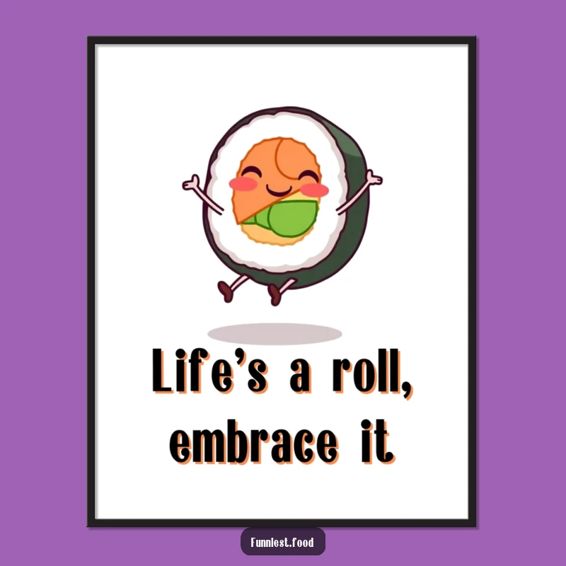 Funny Free Printable Wall Art: Sushi Roll Doing a Cartwheel