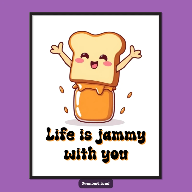 Free Printable Wall Art: Funny Toast Jam Jump - Humorous Downloadable Decor