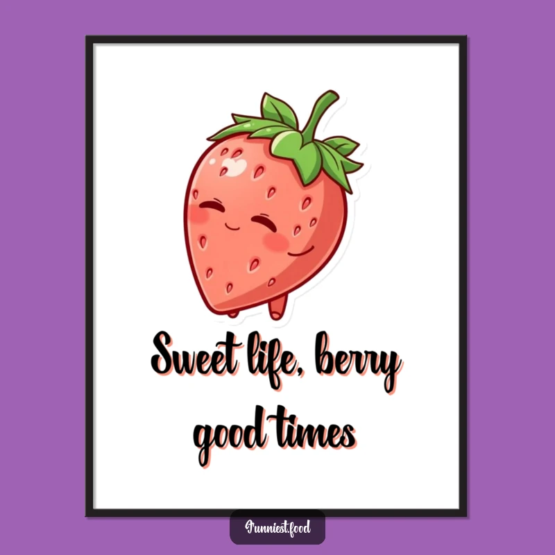 Funny Free Printable Wall Art: Winking Strawberry - Charming & Quirky Decor - Downloadable!