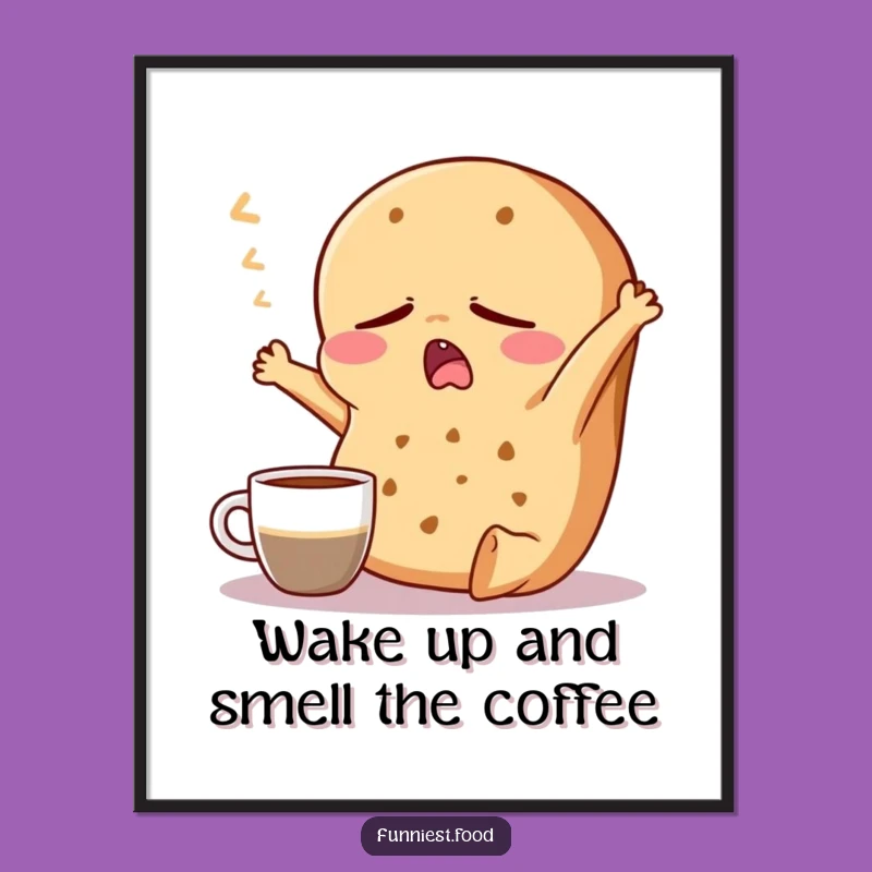 Funny Free Printable Wall Art: Sleepy Bagel Coffee - Downloadable Decor
