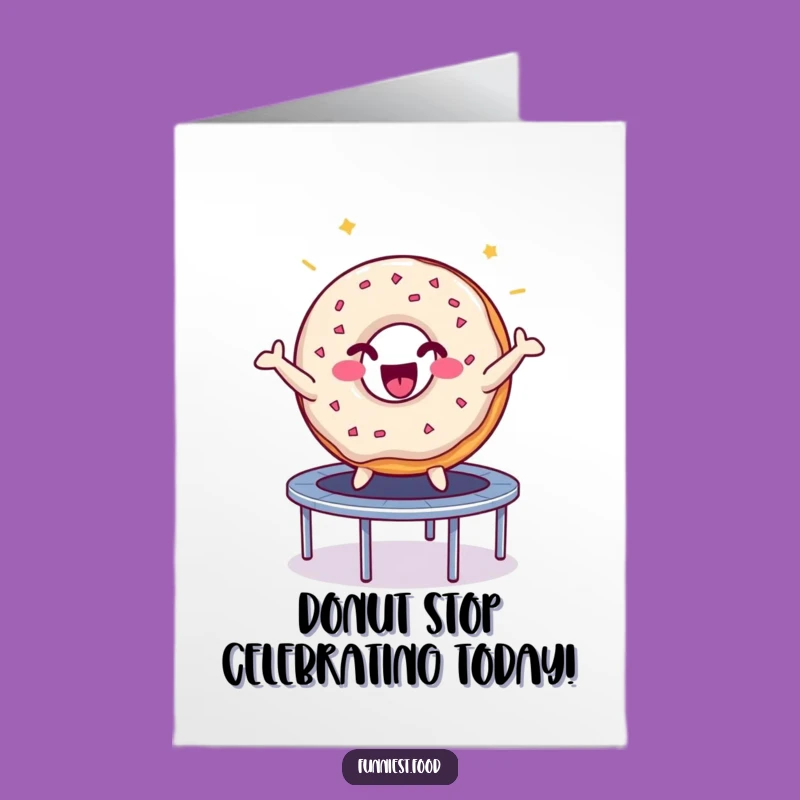 Free Printable Donut Trampoline Birthday Card: Funny Downloadable Gift for Sweet Celebrations