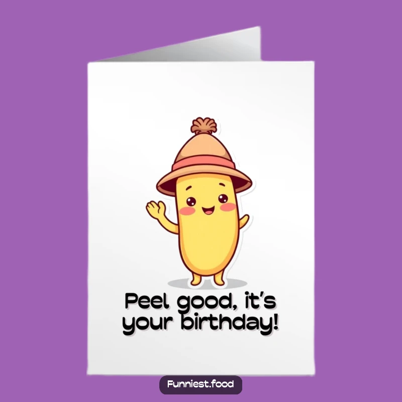 Free Printable Birthday Card: Silly Banana Hat Waving for a Fun, Fruity Celebration
