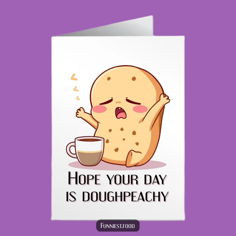 Free Printable Birthday Card: Sleepy Bagel Coffee - Funny Downloadable Gift!