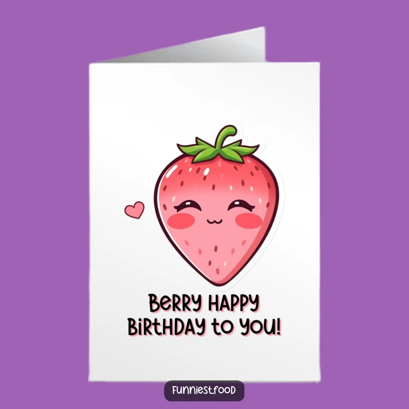 Free Printable Strawberry Birthday Card: Sweet Kiss from Fruity Friend Downloadable Gift