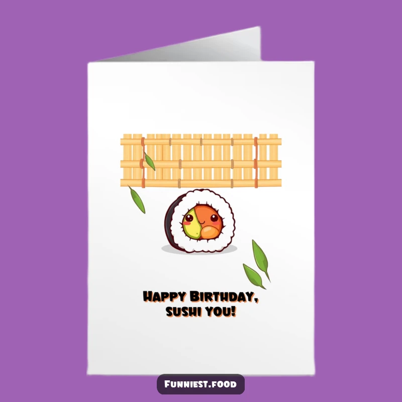 Free Printable Sushi Birthday Card: Shy Roll Behind Mat Downloadable Gift