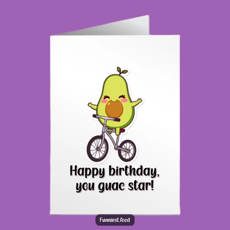 Free Printable Birthday Card: Winking Avocado Unicycle Funny Gift