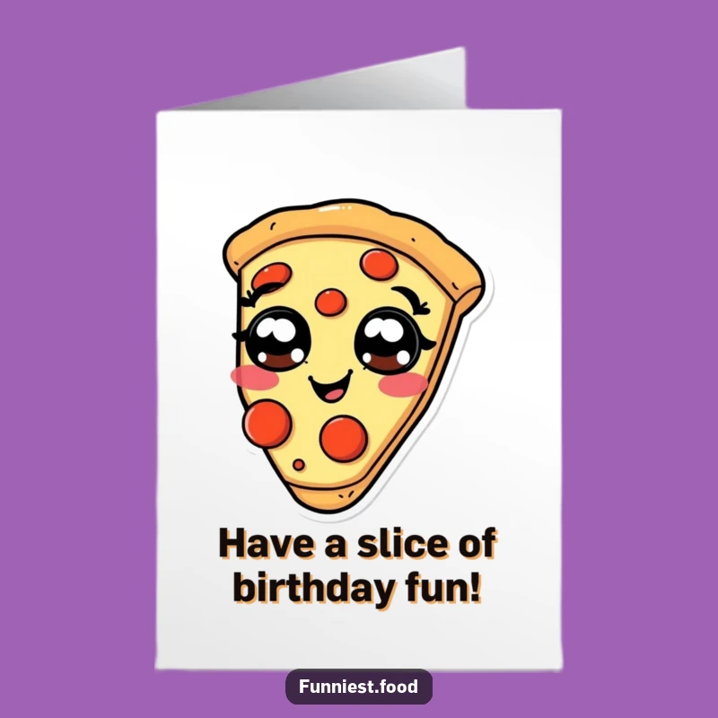 Free Printable Birthday Card: Giggling Pizza Slice Funny Downloadable Gift for Pizza Lovers