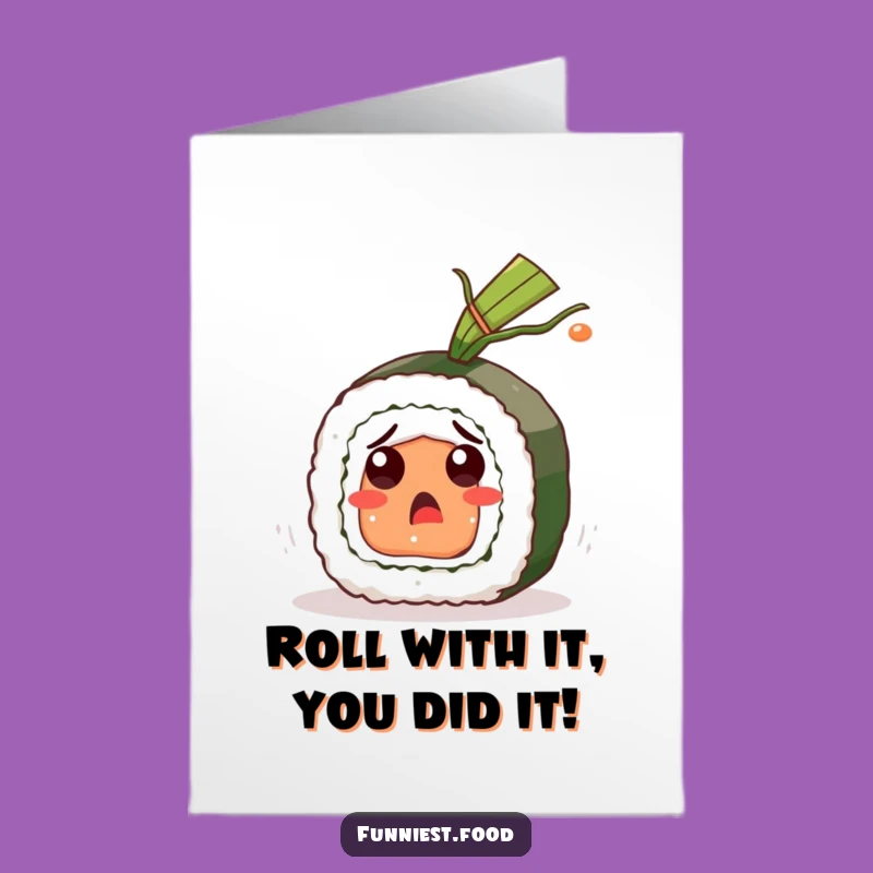 Free Printable Congrats Card: Startled Sushi Roll - Humorous Downloadable Gift!