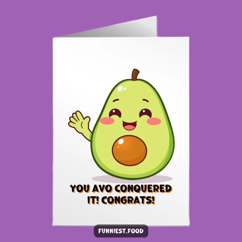 Free Printable Congrats Card: Waving Avocado Cheers for Your Big Achievement