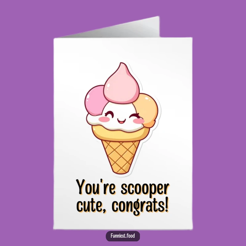Free Printable Congrats Card: Winking Ice Cream Cone for a Sweet, Delightful Achievement