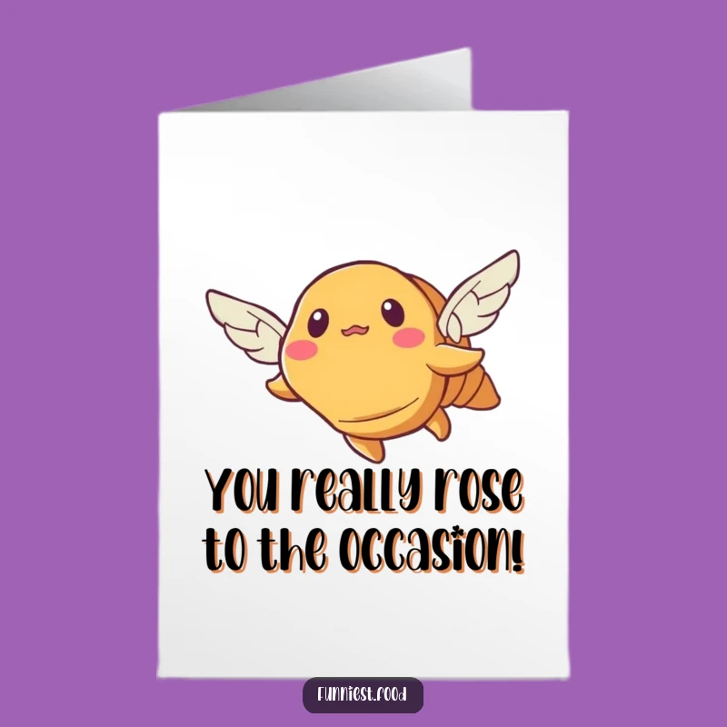 Free Printable Congratulations Card: Croissant Flying Funny Downloadable Gift for Any Occasion