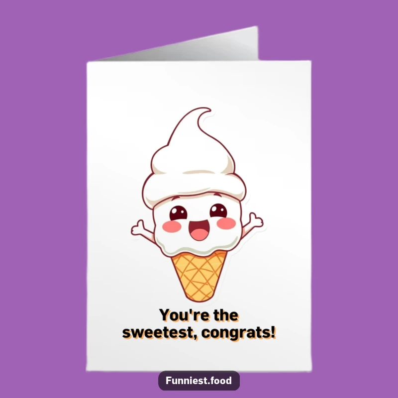 Free Printable Congrats Card: Excited Ice Cream, Cone Hat Celebration, Funny Downloadable Gift