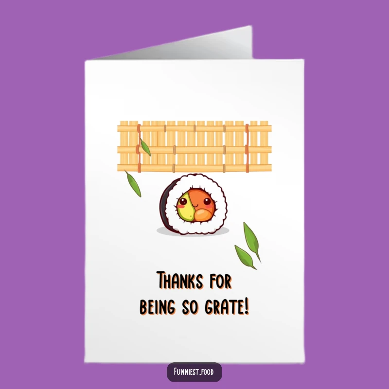 Free Printable Sushi Thank You Card: Shy Roll Behind Mat Downloadable Gratitude