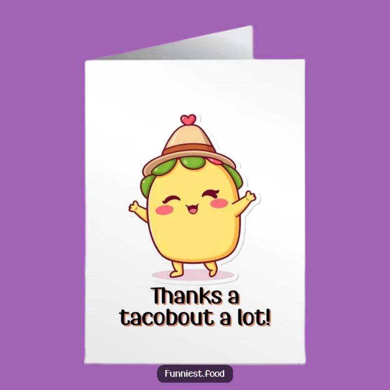 Free Printable Taco Thank You Card: Dancing Hat Taco Downloadable Gratitude