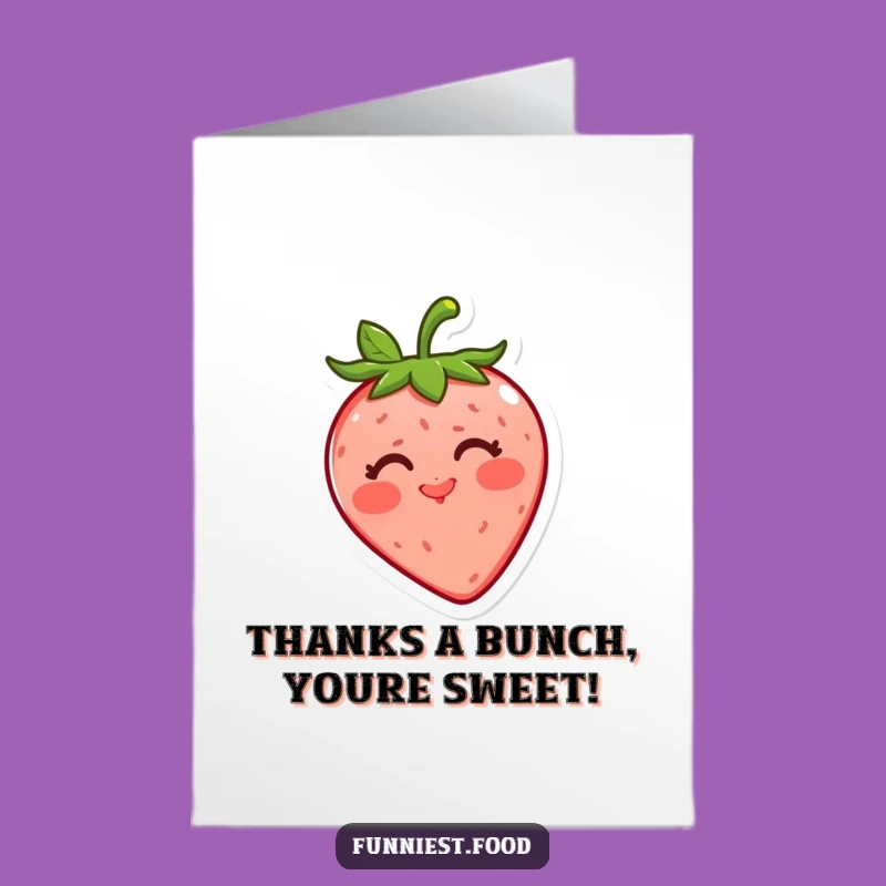 Free Printable Thank You Card: Strawberry Sending a Kiss a Sweet Note Downloadable Gift