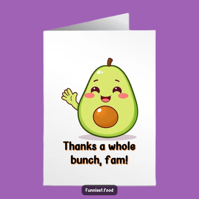 Free Printable Thank You Card: Waving Avocado Expresses Gratitude Digitally