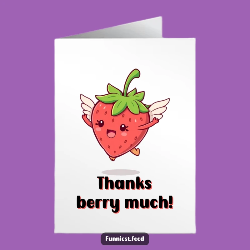 Flying Strawberry Thank You Card - Free Printable Sweetness Download