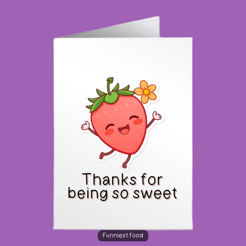 Free Printable Thank You Card: Dancing Strawberry - Sweet Downloadable Gift!