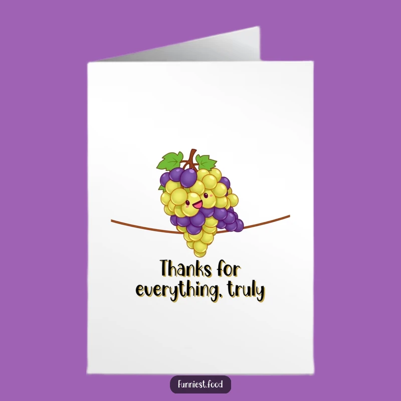 Free Printable Thank You Card: Grapes Tightrope Balance, Funny Downloadable Appreciation Gift