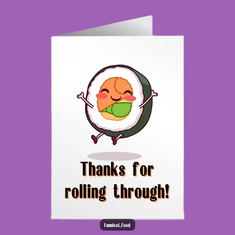 Free Printable Thank You Card: Sushi Roll's Cartwheel Thanks!