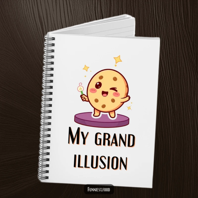 Funny Notebook: A winking cookie performs a magic trick on the cover, ready to hold your notes and ideas.